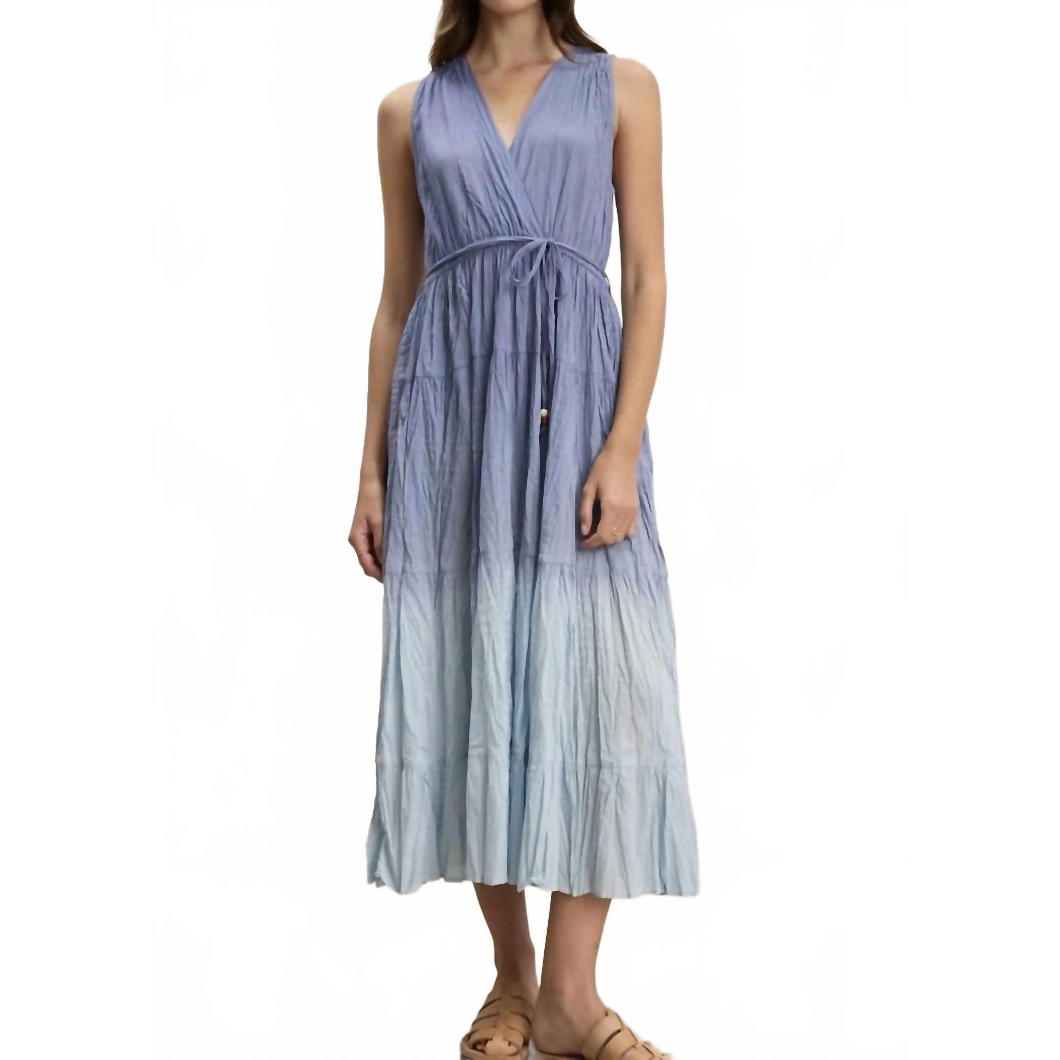 New Velvet By Graham & Spencer Marilyn Dip Dye Crinkle Voile Dress In Cadet